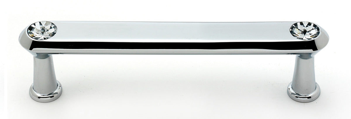 Alno C214-4-PC: 4" cc Swarovski Crystal Flat Bar Cabinet Pull - Polished Chrome