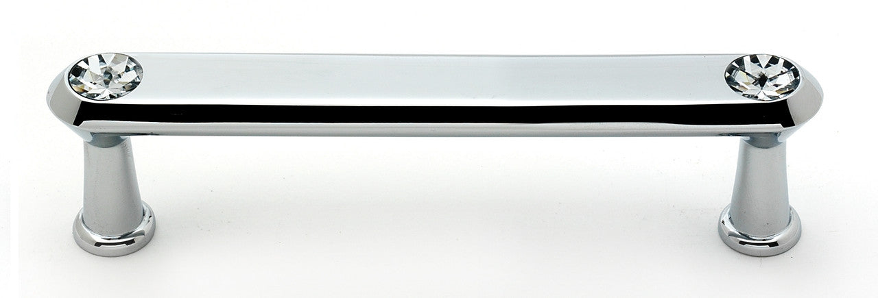 Alno C214-4-PC: 4" cc Swarovski Crystal Flat Bar Cabinet Pull - Polished Chrome