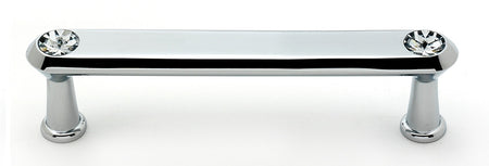 Alno C214-4-PC: 4" cc Swarovski Crystal Flat Bar Cabinet Pull - Polished Chrome