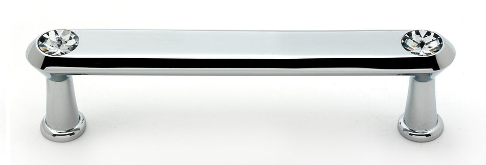 Alno C214-4-PC: 4" cc Swarovski Crystal Flat Bar Cabinet Pull - Polished Chrome