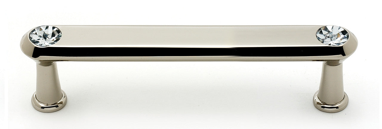Alno C214-4-PN: 4" cc Swarovski Crystal Flat Bar Cabinet Pull - Polished Nickel
