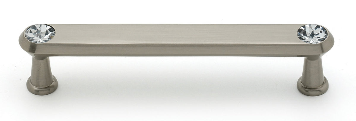 Alno C214-4-SN: 4" cc Swarovski Crystal Flat Bar Cabinet Pull - Satin Nickel
