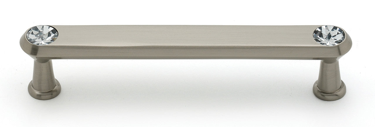 Alno C214-4-SN: 4" cc Swarovski Crystal Flat Bar Cabinet Pull - Satin Nickel