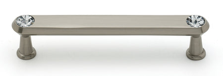 Alno C214-4-SN: 4" cc Swarovski Crystal Flat Bar Cabinet Pull - Satin Nickel