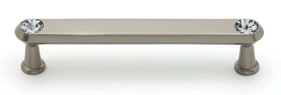 Alno C214-4-SN: 4" cc Swarovski Crystal Flat Bar Cabinet Pull - Satin Nickel