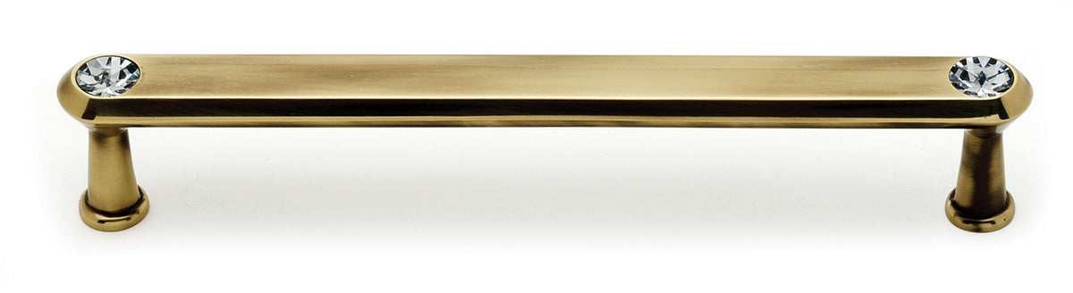 Alno C214-6-PA: 6" cc Swarovski Crystal Flat Bar Cabinet Pull - Polished Antique