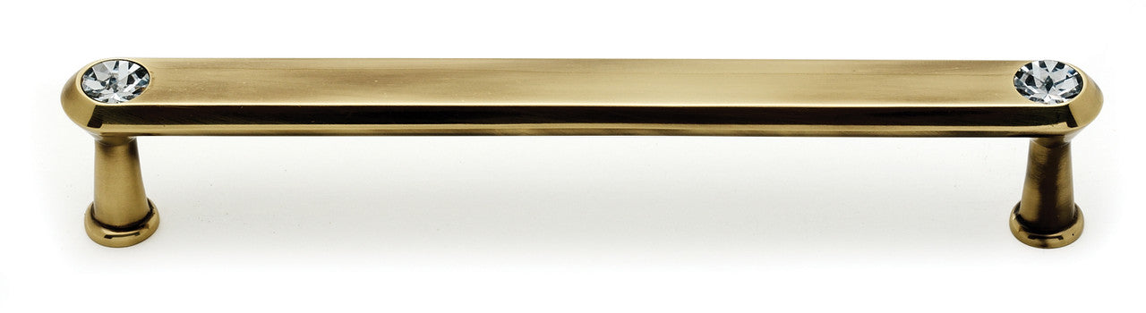 Alno C214-6-PA: 6" cc Swarovski Crystal Flat Bar Cabinet Pull - Polished Antique