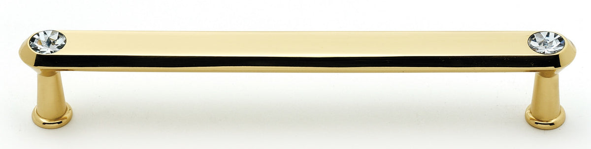 Alno C214-6-PB: 6" cc Swarovski Crystal Flat Bar Cabinet Pull - Polished Brass
