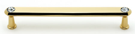 Alno C214-6-PB: 6" cc Swarovski Crystal Flat Bar Cabinet Pull - Polished Brass