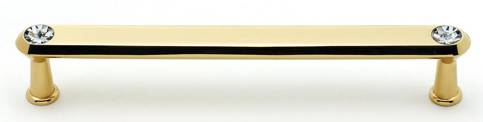 Alno C214-6-PB: 6" cc Swarovski Crystal Flat Bar Cabinet Pull - Polished Brass