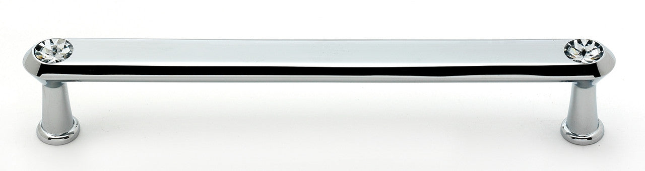 Alno C214-6-PC: 6" cc Swarovski Crystal Flat Bar Cabinet Pull - Polished Chrome