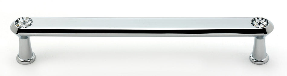 Alno C214-6-PC: 6" cc Swarovski Crystal Flat Bar Cabinet Pull - Polished Chrome