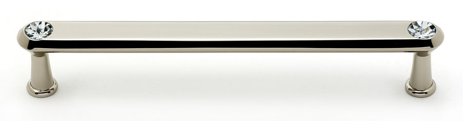 Alno C214-6-PN: 6" cc Swarovski Crystal Flat Bar Cabinet Pull - Polished Nickel