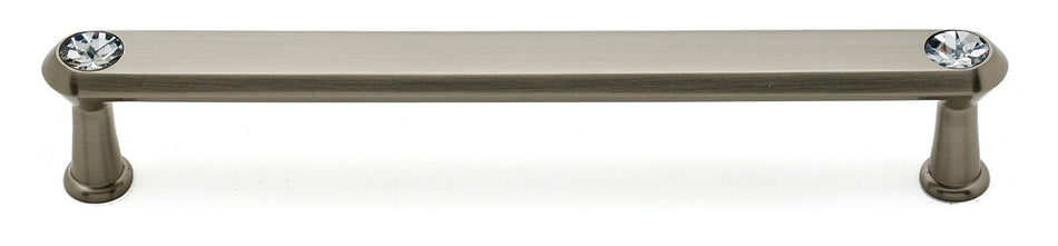 Alno C214-6-SN: 6" cc Swarovski Crystal Flat Bar Cabinet Pull - Satin Nickel