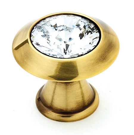 Alno C214-CLR/PA: 1" Swarovski Crystal Cabinet Knob - Polished Antique