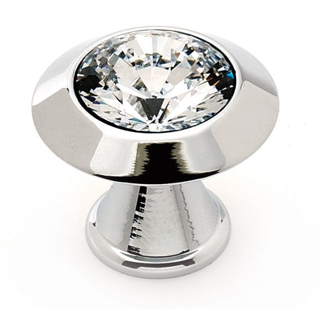 Alno C214-CLR/PC: 1" Swarovski Crystal Cabinet Knob - Polished Chrome