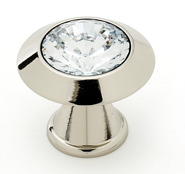 Alno C214-CLR/PN: 1" Swarovski Crystal Cabinet Knob - Polished Nickel