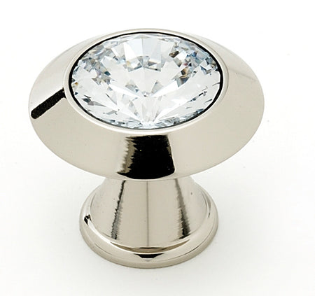 Alno C214-CLR/PN: 1" Swarovski Crystal Cabinet Knob - Polished Nickel