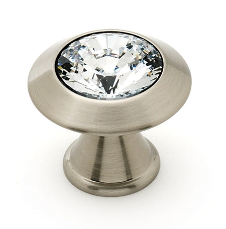 Alno C214-CLR/SN: 1" Swarovski Crystal Cabinet Knob - Satin Nickel
