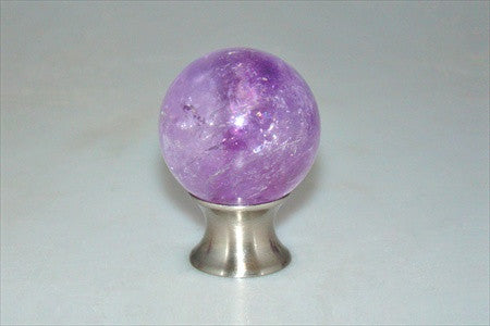 Myterra C35.AMET.15: 35mm Amethyst Sphere Cabinet Knob - Satin Nickel