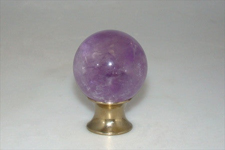 Myterra C35.AMET.03: 35mm Amethyst Sphere Cabinet Knob - Polished Brass