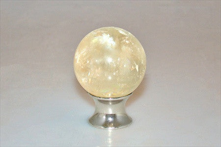 Myterra Gemstone Cabinet Knob Calcite Polished Nickel 1 3/8 Inch Dia.