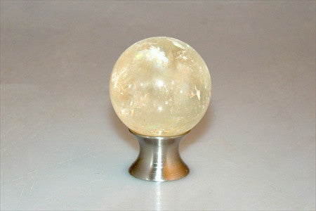 Myterra Gemstone Cabinet Knob Calcite Satin Nickel 1 3/8 Inch Diameter