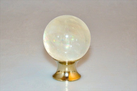 Myterra Gemstone Cabinet Knob Calcite Pvd Brass 1 3/8 Inch Diameter