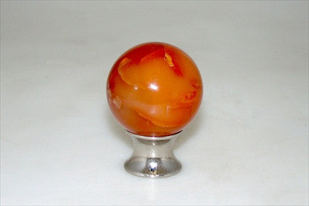 Myterra C35.CARN.14: 35mm Carnelian Sphere Cabinet Knob - Polished Nickel