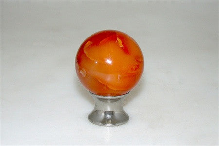 Myterra C35.CARN,15: 35mm Carnelian Sphere Cabinet Knob - Satin Nickel