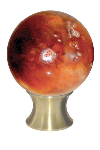 Myterra C35.CARN.04: 35mm Carnelian Sphere Cabinet Knob - Satin Brass
