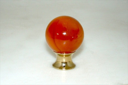 Myterra C35.CARN.03: 35mm Carnelian Sphere Cabinet Knob - Polished Brass