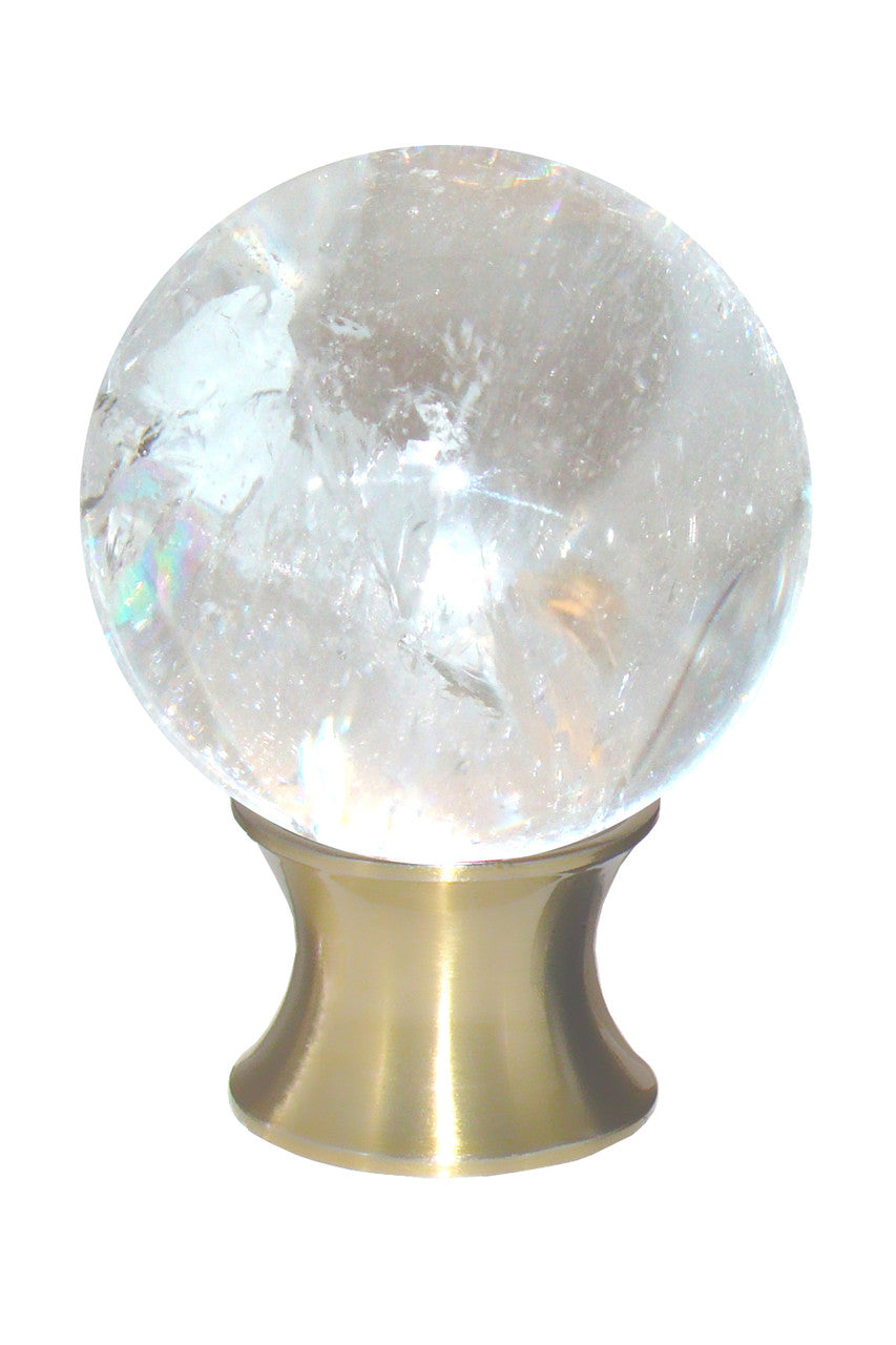 Myterra C35.CRQZ.04: 35mm Crystal Quartz Sphere Cabinet Knob - Satin Brass