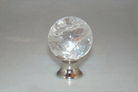 Myterra C35.CRQZ.14: 35mm Crystal Quartz Sphere Cabinet Knob - Polished Nickel