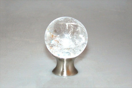 Myterra C35.CRQZ,15: 35mm Crystal Quartz Sphere Cabinet Knob - Satin Nickel