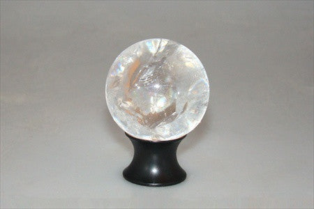 Myterra C35.CRQZ.19: 35mm Crystal Quartz Sphere Cabinet Knob - Matte Black