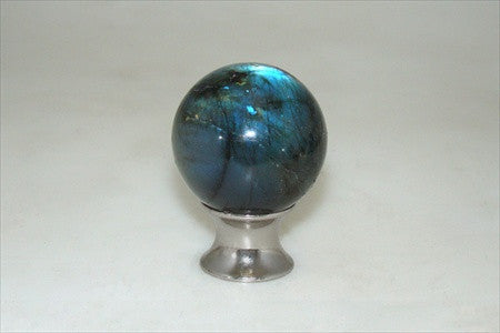 Myterra C35.LABR.14: 35mm Labradorite Sphere Cabinet Knob - Polished Nickel