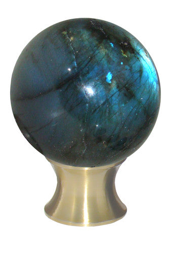 Myterra C35.LABR.04: 35mm Labradorite Sphere Cabinet Knob - Satin Brass