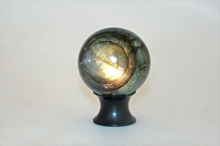 Myterra C35.LABR.19: 35mm Labradorite Sphere Cabinet Knob - Matte Black