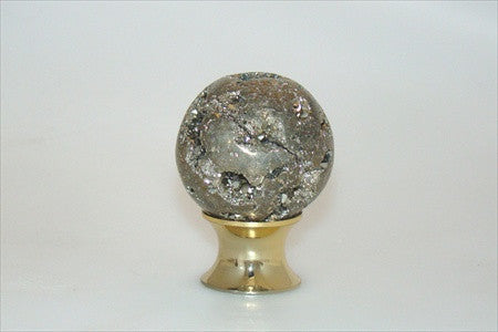 Myterra C35.PYRT.03: 35mm Pyrite Sphere Cabinet Knob - Polished Brass