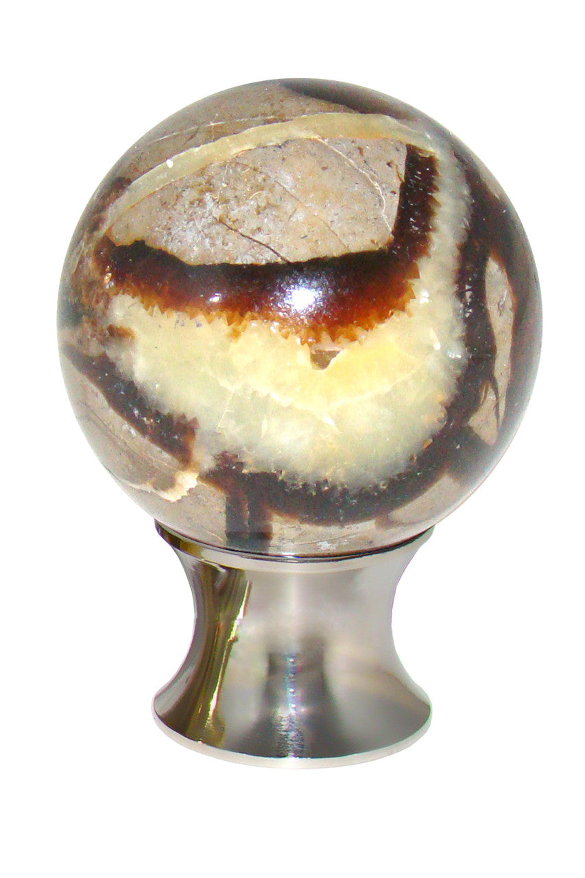 Myterra C35.SEPT.14: 35mm Septarian Sphere Cabinet Knob - Polished Nickel