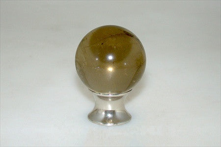 Myterra C35.SMQZ.14: 35mm Smokey Quartz Sphere Cabinet Knob - Polished Nickel