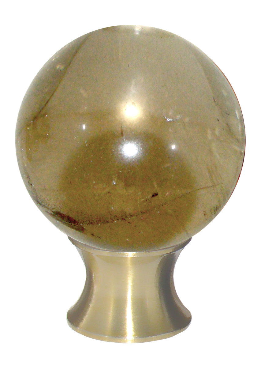 Myterra C35.SMQZ.04: 35mm Smokey Quartz Sphere Cabinet Knob - Satin Brass