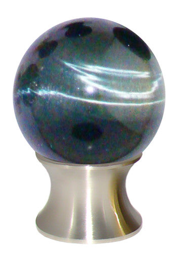 Myterra C35.TEYB.15: 35mm Blue Tiger Eye Sphere Cabinet Knob - Satin Nickel