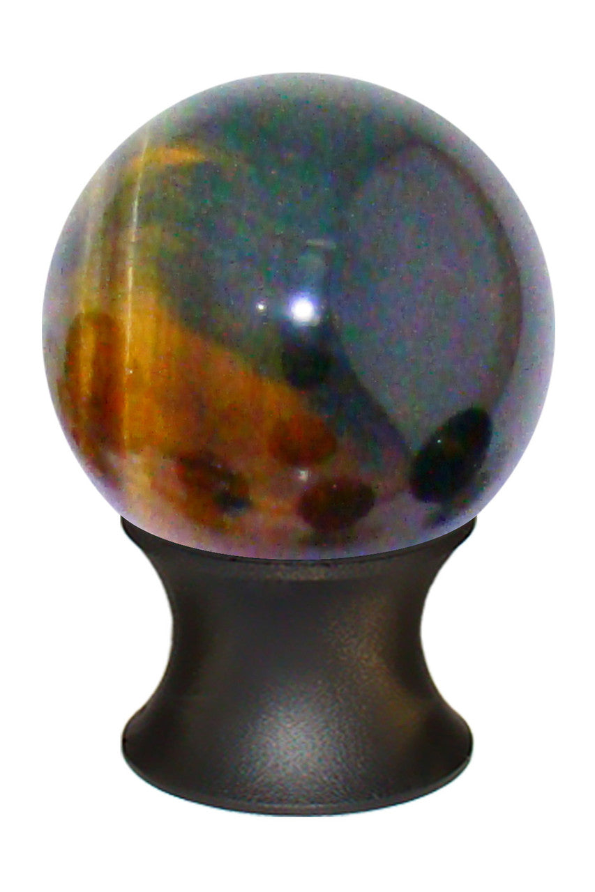 Myterra C35.TEYB.19: 35mm Blue Tiger Eye Sphere Cabinet Knob - Matte Black