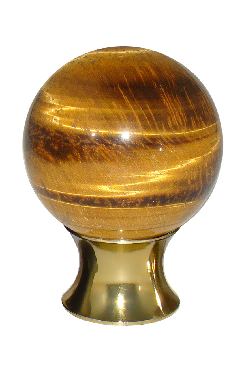Myterra C35.TEYE.03: 35mm Tiger Eye Sphere Cabinet Knob - Polished Brass