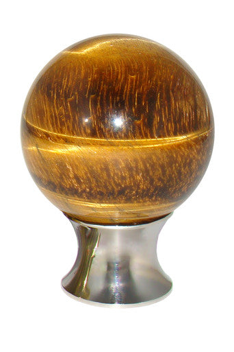 Myterra C35.TEYE.14: 35mm Tiger Eye Sphere Cabinet Knob - Polished Nickel