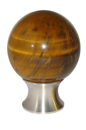 Myterra C35.TEYE.15: 35mm Tiger Eye Sphere Cabinet Knob - Satin Nickel