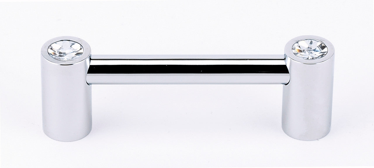 Alno C715-3-PC: 3" cc Swarovski Crystal Round Bar Cabinet Pull - Polished Chrome