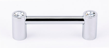 Alno C715-3-PC: 3" cc Swarovski Crystal Round Bar Cabinet Pull - Polished Chrome